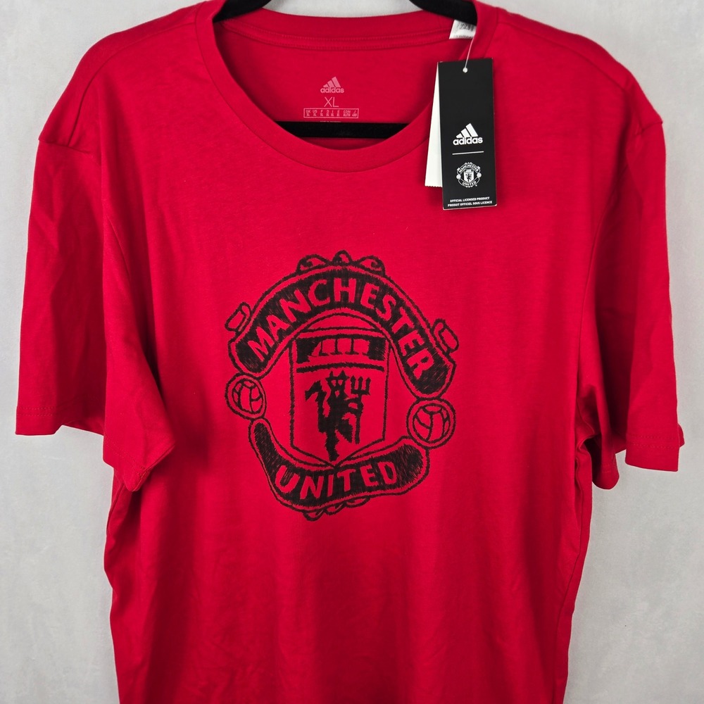 Adidas Manchester United DNA Graphic Tee Red Mens XL MUFC Soccer T-Shirt MANU
